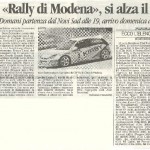 33° Rally Città di Modena 2008, articolo della Gazzetta di Modena