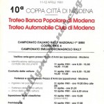 Rally Coppa Città di Modena 1981, il programma (2^ parte)