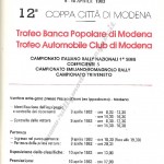 Rally Città di Modena 1983, il programma (2^ parte)