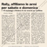 Rally Città di Modena 1985, Articolo della Gazzetta di Modena