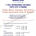 Rally Città di Modena 1985, il programma (2^ parte)