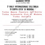 Rally Coppa Città di Modena 1986, il programma (2^ parte)