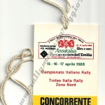 Rally Coppa Città di Modena 1988, pass concorrente