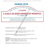Rally Coppa Città di Modena 1991. il programma (2^ parte)