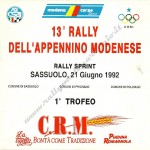 1992 - Rally Appennino Modenese, elenco iscritti (1^ parte)